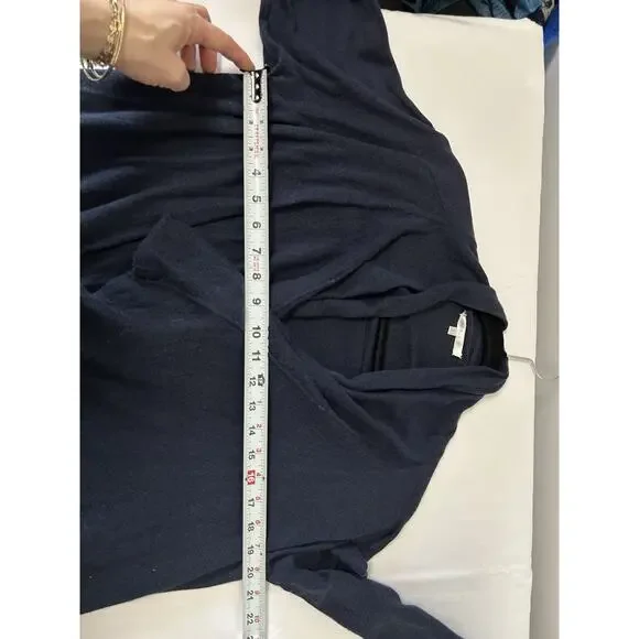 VINCE Drape Front Waterfall Navy Blue Open Wool Cardigan‎ Sweater Medium $275 - Picture 6 of 9